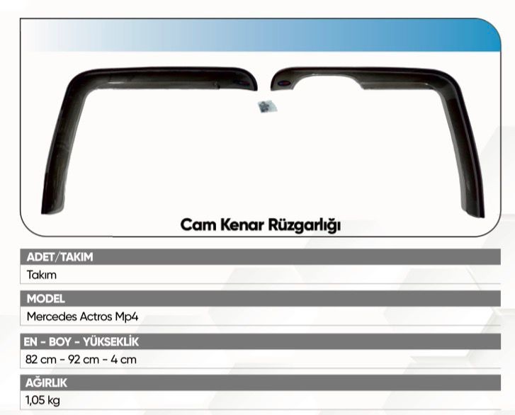 ALKOTEK MERCEDES ACTROS MP4 EURO 6 CAM KENAR RÜZGARLIĞI