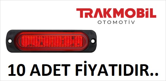 ÇAKAR LAMBA 6 LEDLİ MERCEKLİ CAM (10 ADET) Kırmızı