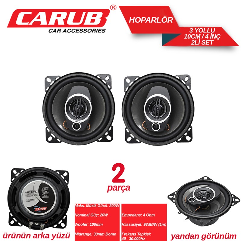 CARUB HOPARLÖR 10CM 4 İNCH KAPAKSIZ