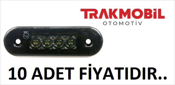 KROM BAR LAMBA 4 LEDLİ LASTİKLİ FÜME CAM (10 ADET) Beyaz