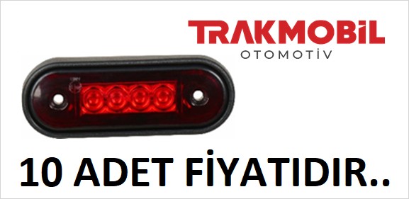 KROM BAR LAMBA 4 LEDLİ LASTİKLİ (10 ADET) Kırmızı