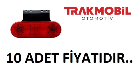 OVAL LAMBA 17 LEDLİ BRAKETLİ (10 ADET) Kırmızı