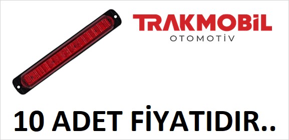 PARMAK LAMBA 12 LEDLİ MERCEKLİ CAM UZUN (10 ADET) Kırmızı