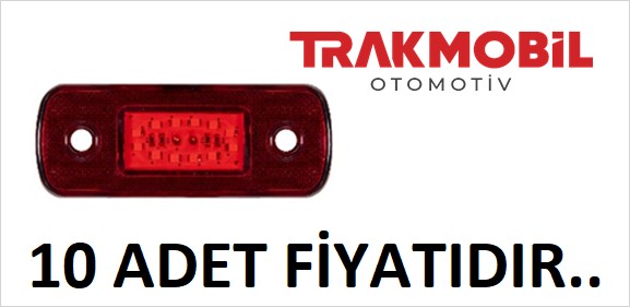 YAN İŞARET LAMBA 12 LEDLİ  (10 ADET) Kırmızı