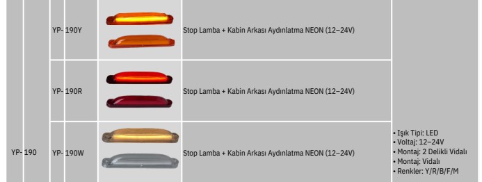 YP KABİN ARKASI NEON AYDINLATMALI BEYAZ 24 VOLT