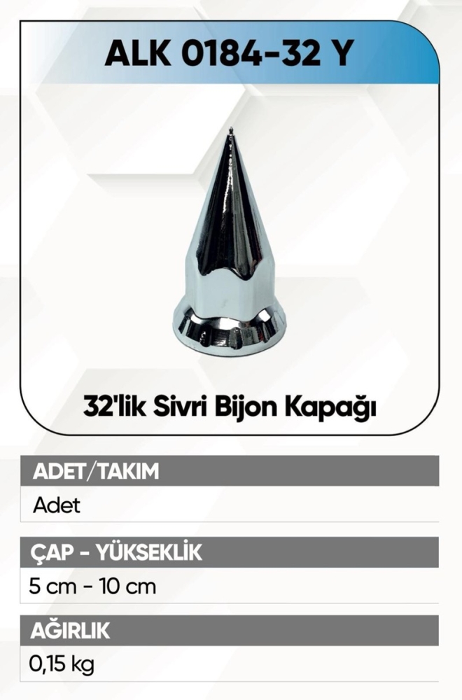 ALKOTEK BİJON KAPAĞI NİKELAJ 32 SİVRİ MODEL