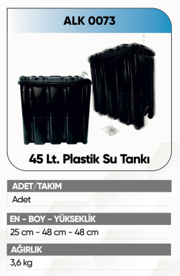 ALKOTEK DORSE 45 LT.SU TANKI PLASTİK SİYAH