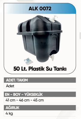 ALKOTEK DORSE 50 LT.SU TANKI PLASTİK SİYAH