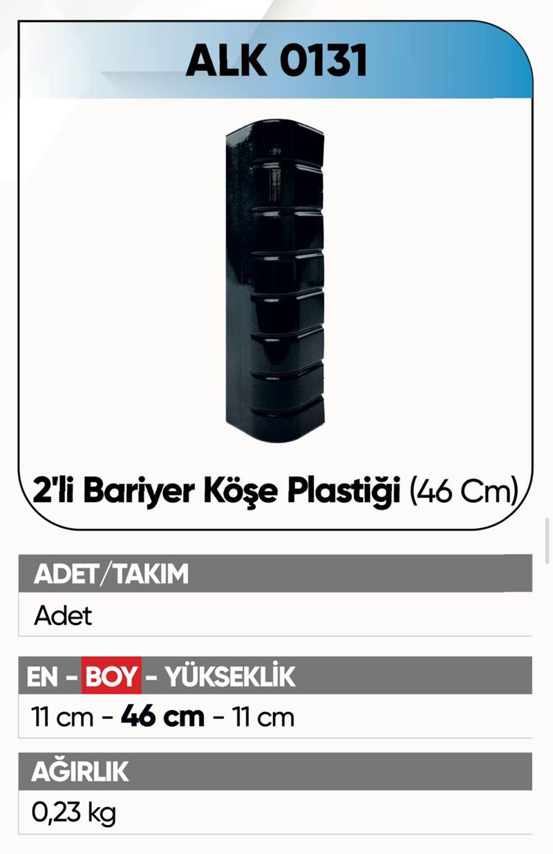 ALKOTEK DORSE  BARİYER KÖŞE PLASTİĞİ ÇİFTLİ 46 CM.