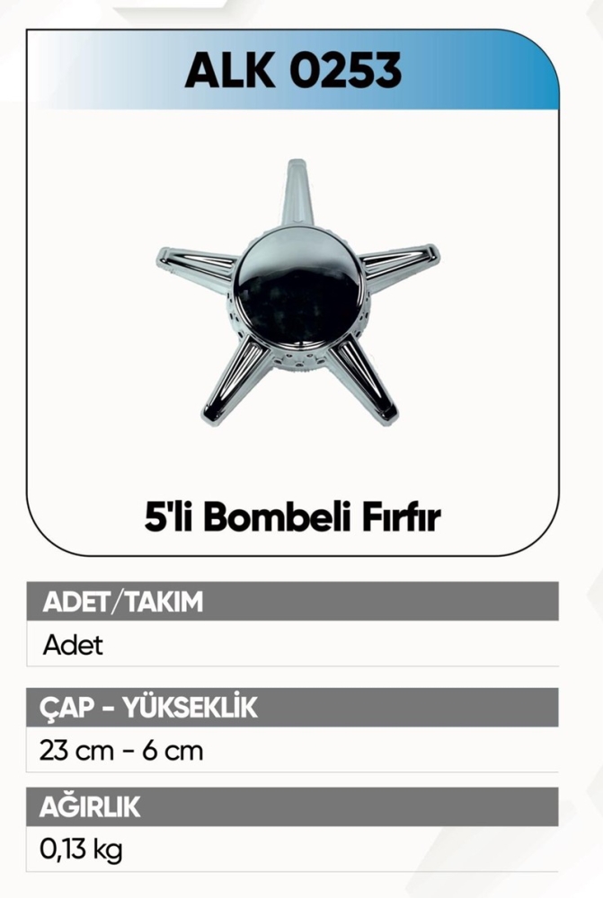 ALKOTEK JANT KAPAĞI FIRFIRI 5 Lİ BOMBELİ