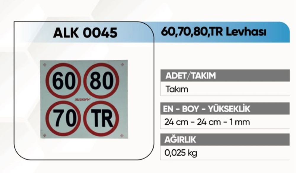 ALKOTEK REFLEKTİF(60-70-80-TR) YAZISI YAPIŞTIRMA