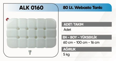 ALKOTEK WEBASTO TANKI 80LT ( REKORLU ) BEYAZ