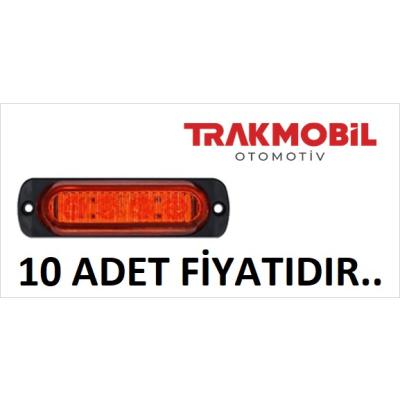 ÇAKAR LAMBA 4 LEDLİ MERCEKLİ CAM (10 ADET) Sarı