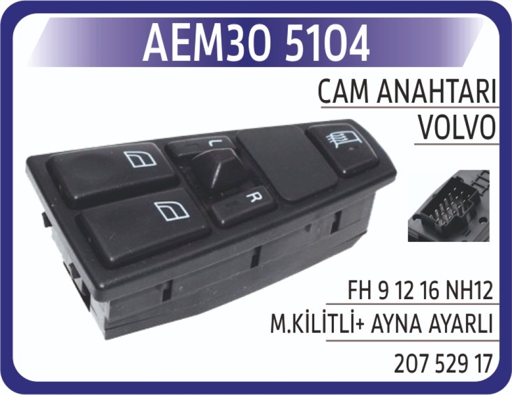 CAM ANAHTARI VOLVO MERKEZİ KİLİTLİ + AYNA AYARLI