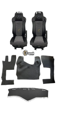 ÇAPALI PETLİ DERİ KOLTUK KILIFI+CAMÖNÜ TAKIMI+DERİ HALI TAKIMI