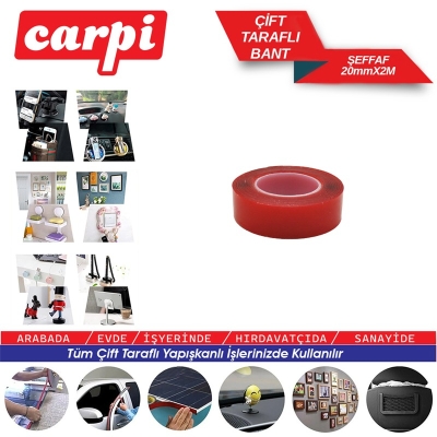 CARPİ 20MMX2M ÇİFT TARAFLI BANT SİLİKONLU POŞETLİ