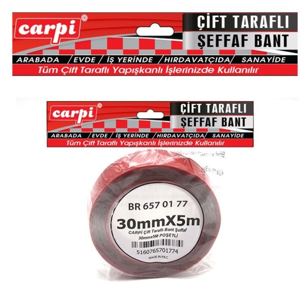 CARPİ 30MMX5CM ÇİFT TARAFLI BANT ŞEFFAF