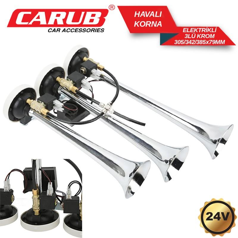 CARUB 24V 3LÜ HAVALI ELEKTRİKLİ KORNA