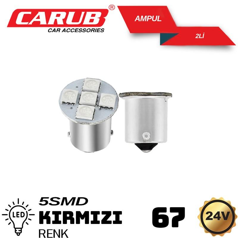 CARUB 24V 67 LED AMPÜL KIRMIZI