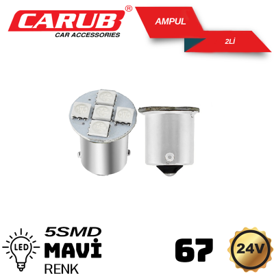 CARUB 24V 67 LED AMPÜL MAVİ