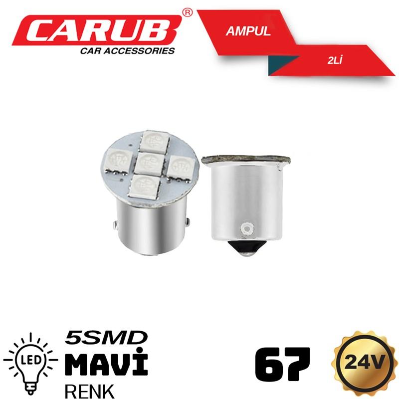 CARUB 24V 67 LED AMPÜL MAVİ
