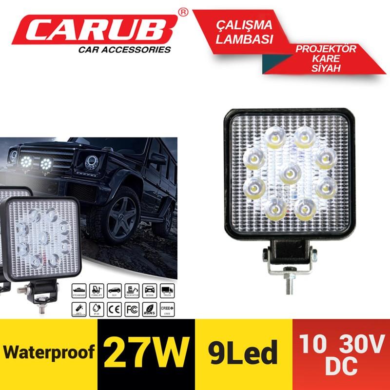 CARUB 9 LEDLİ ÇALIŞMA LAMBASI KARE 10-30V