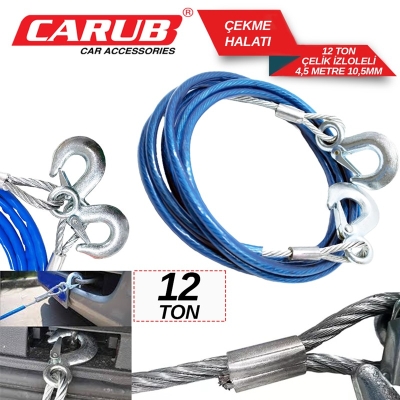 CARUB ÇEKME HALATI 12 TON ÇELİK İZOLELİ 4,5 MT