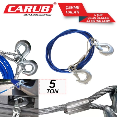 CARUB ÇEKME HALATI 5 TON ÇELİK İZOLELİ 3.5 MT
