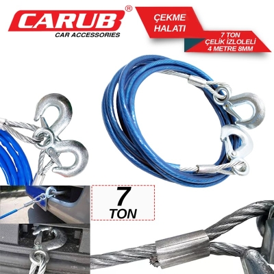 CARUB ÇEKME HALATI 7 TON ÇELİK İZOLELİ 4 MT