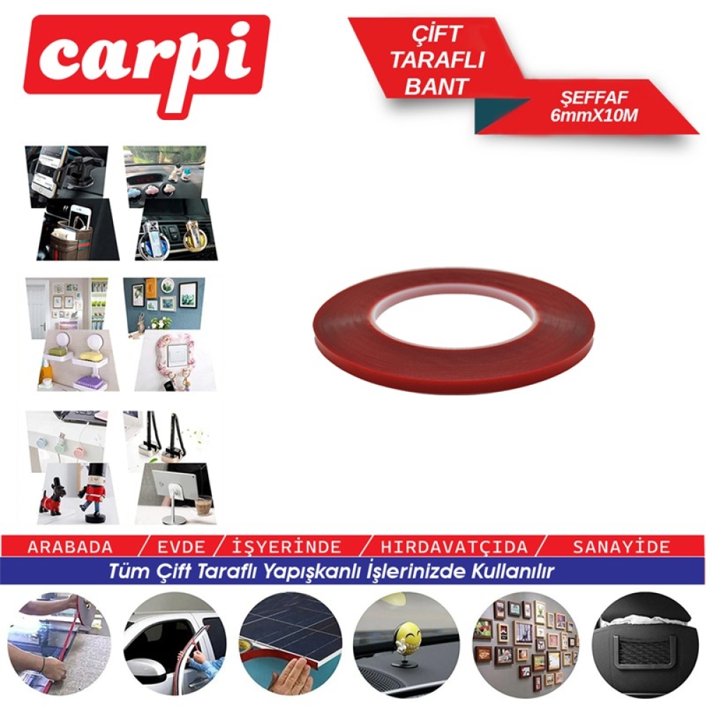 CARUB ÇİFT TARAFLI BANT 6MMX10 METRE