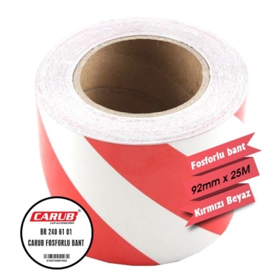 CARUB FOSFORLU BANT ÇAPRAZ BEYAZ KIRMIZI İ 10CM X 25 MT