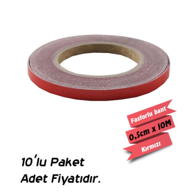 CARUB FOSFORLU BANT KIRMIZI 0,5 CM X 10 MT