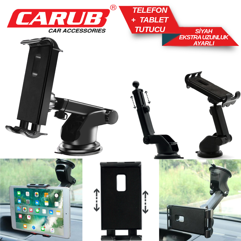 CARUB İPAD+TELEFON TUTUCU KIZAKLI AYARLI VANTUZLU