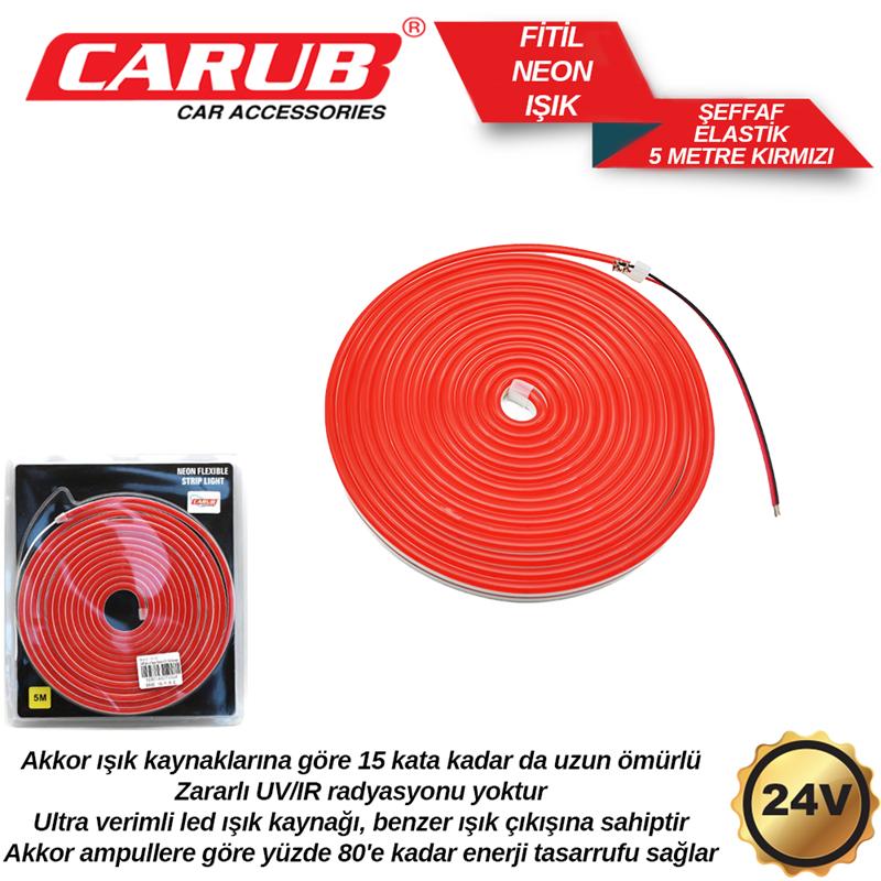 CARUB LED NEON ELASTİK 24V KIRMIZI
