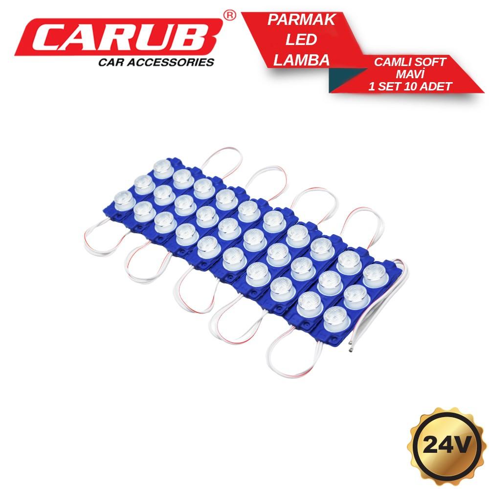 CARUB PARMAK LAMBA 24V CAMLI 10LU SET MAVİ