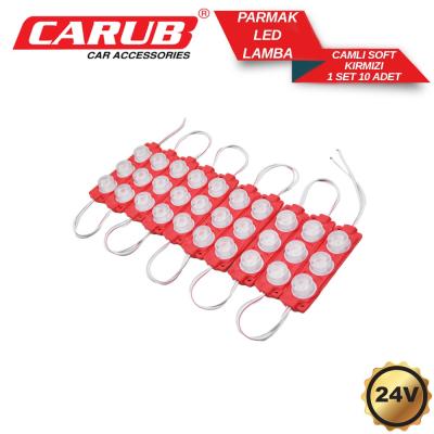 CARUB PARMAK LAMBA 24V CAMLI 10LU SET KIRMIZI