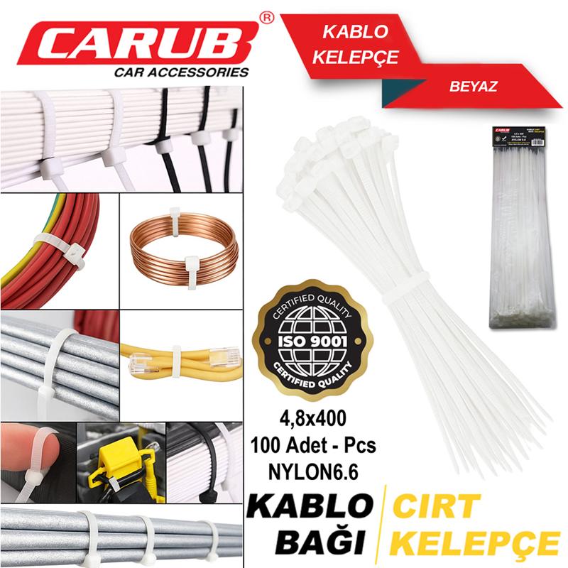 CARUP KABLO BAĞI PLASTİK CIRT KELEPÇE 4.8X400 BEYAZ
