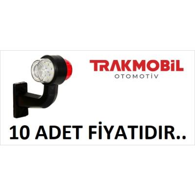 GENİŞ MAKSİ EĞRİ LAMBA LEDLİ 16CM (10 ADET) Kırmızı - Beyaz