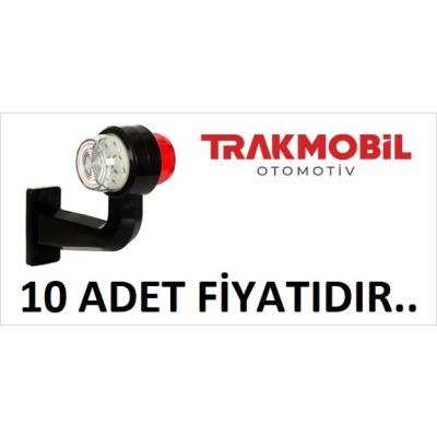 GENİŞ MAKSİ EĞRİ LAMBA LEDLİ UZUN 20CM (10 ADET) Kırmızı - Beyaz