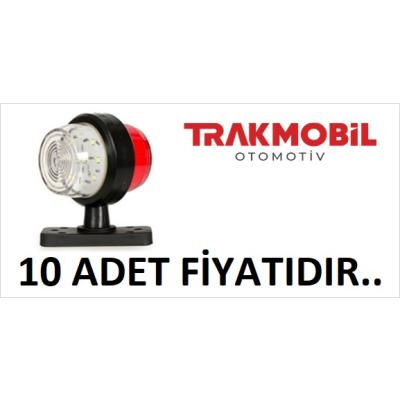 GENİŞ MAKSİ TAKOZ LAMBA LEDLİ DÖNER TABANLI  (10 ADET) Kırmızı - Beyaz