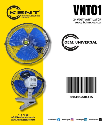 KENT 24 VOLT VANTİLATÖR ARAÇ İÇİ MANDALLI