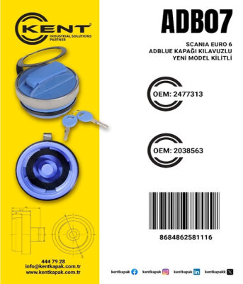 KENT AD BLUE DEPO KAPAĞI YENİ MODEL