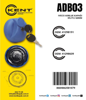 KENT İVECO AD BLUE KAPAĞI KİLİTLİ (60 MM)