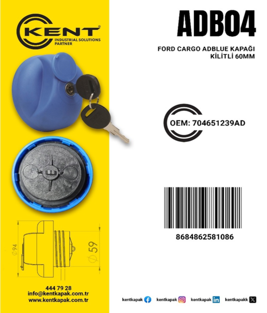 KENT KARGO AD BLUE KAPAĞI KİLİTLİ