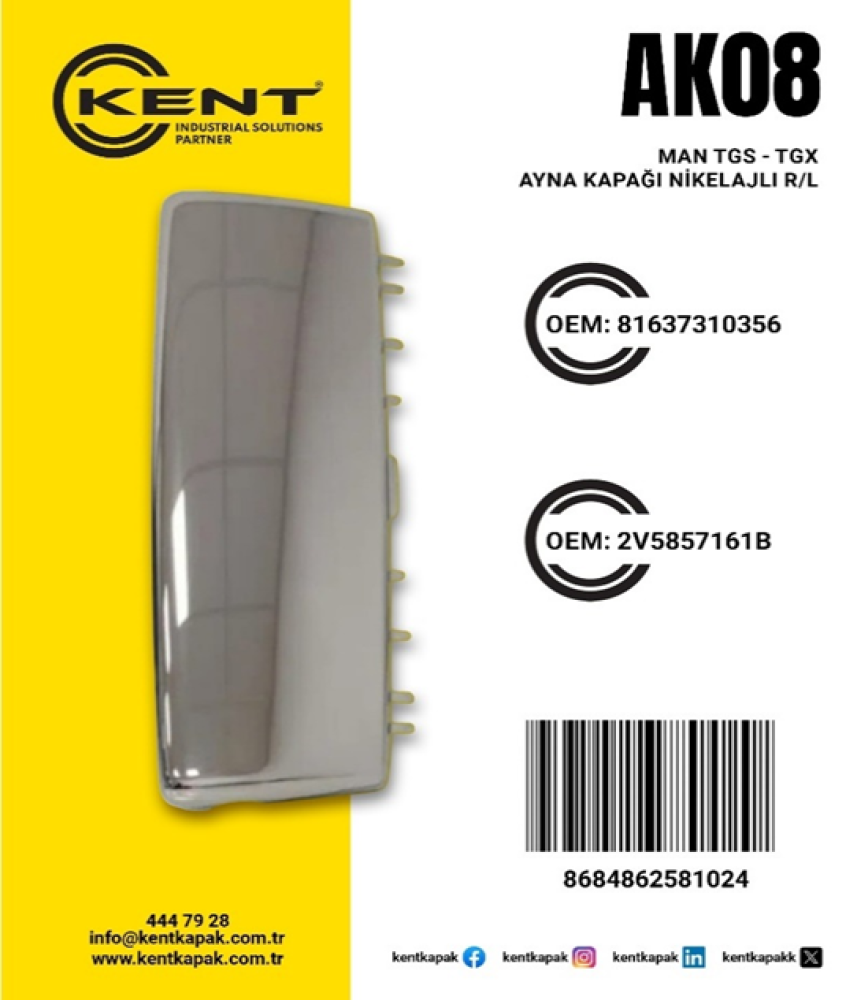 KENT MAN YM AYNA KAPAĞI KROM R-L