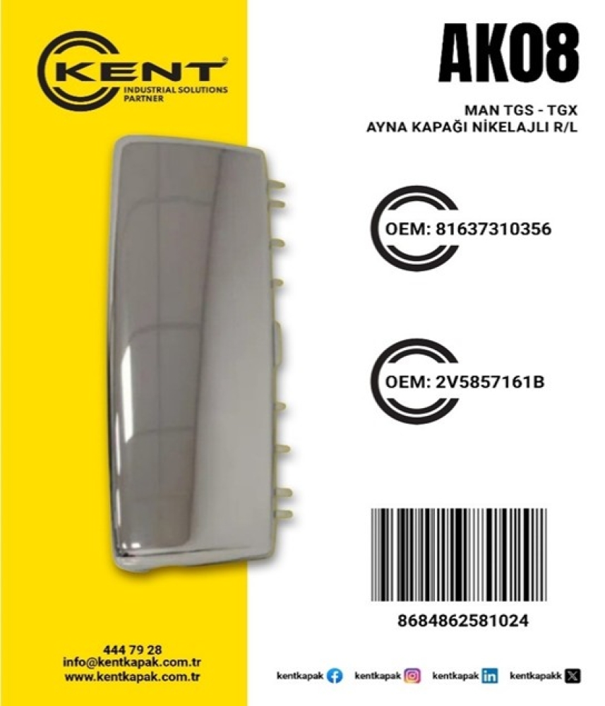 KENT MAN YM AYNA KAPAĞI KROM R-L
