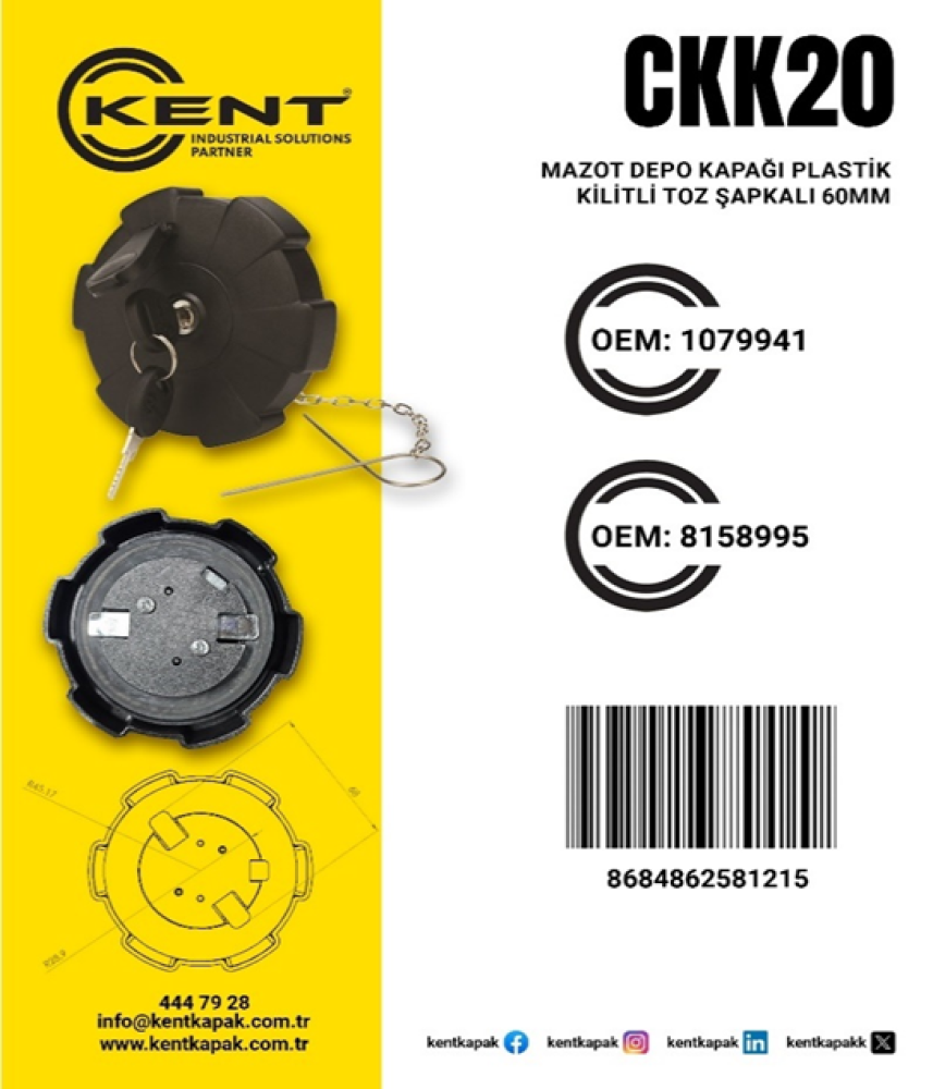 KENT MAZ.DEP.KAP.PLS.KİLİTLİ TOZ ŞAP.YM.