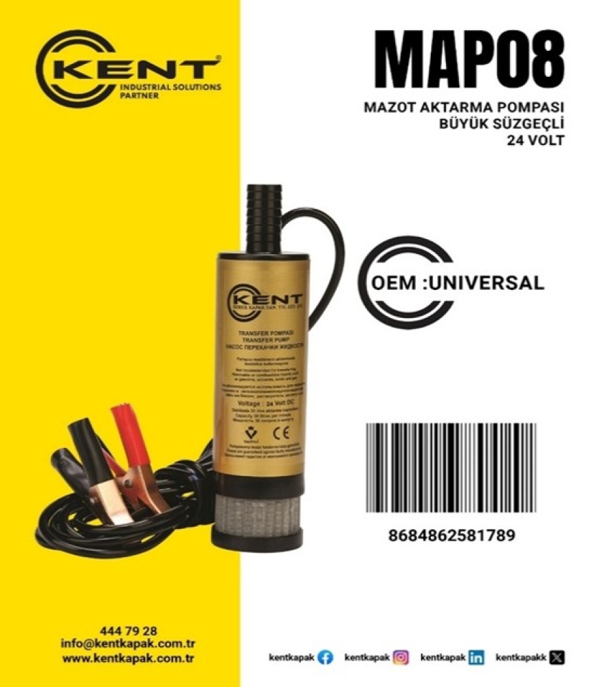 KENT MAZOT AKTARMA POMPASI 24V SÜZGEÇLİ