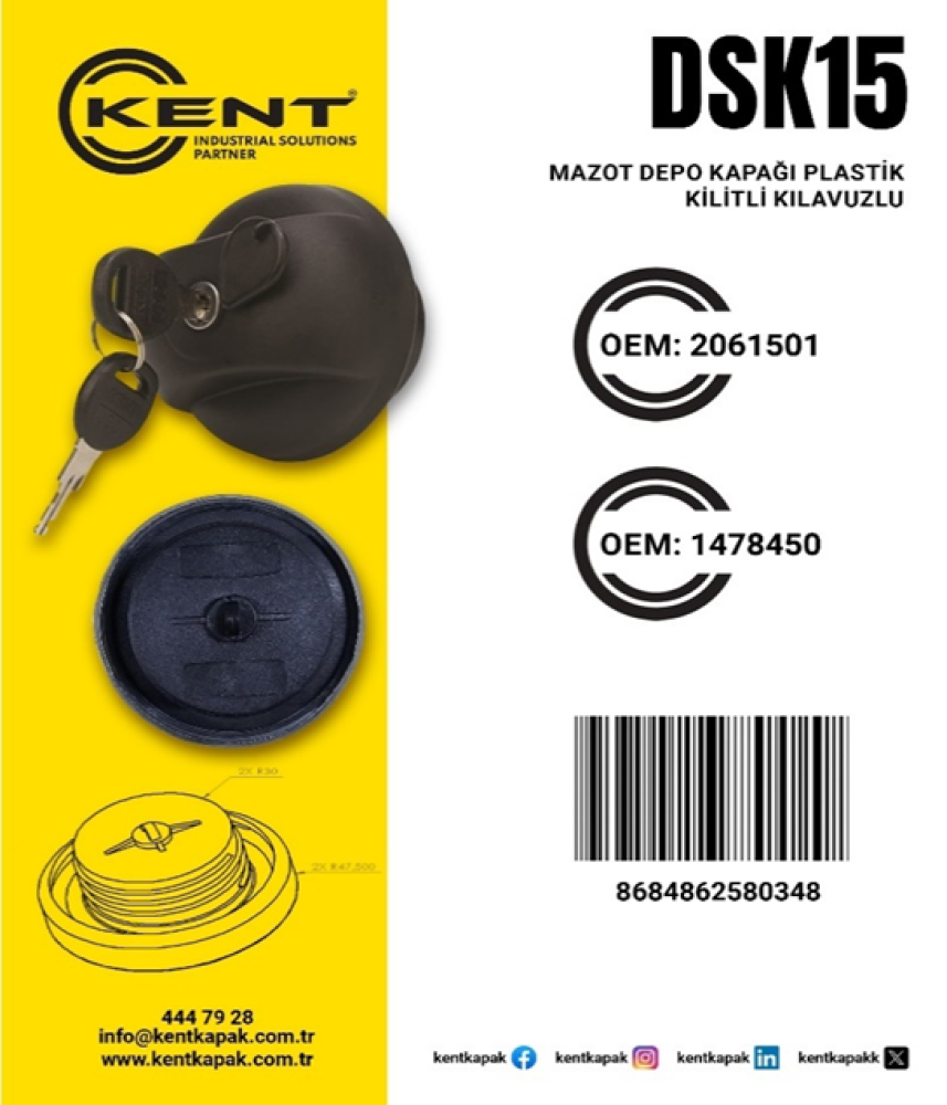 KENT MAZOT DEPO KAPAĞI PLASTİK KİLİTLİ KLAVUZLU