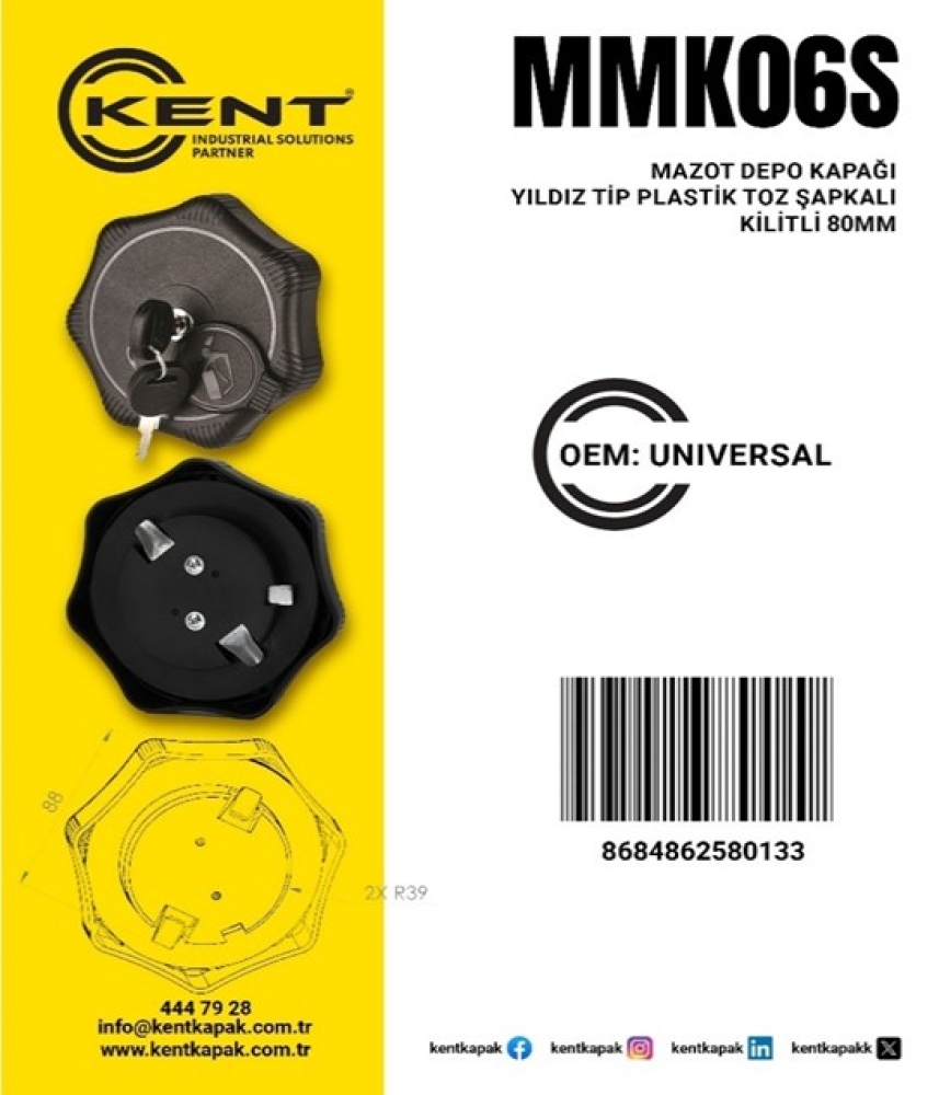 KENT MAZOT DEPO KAPAĞI PLASTİK KİLİTLİ YILDIZ